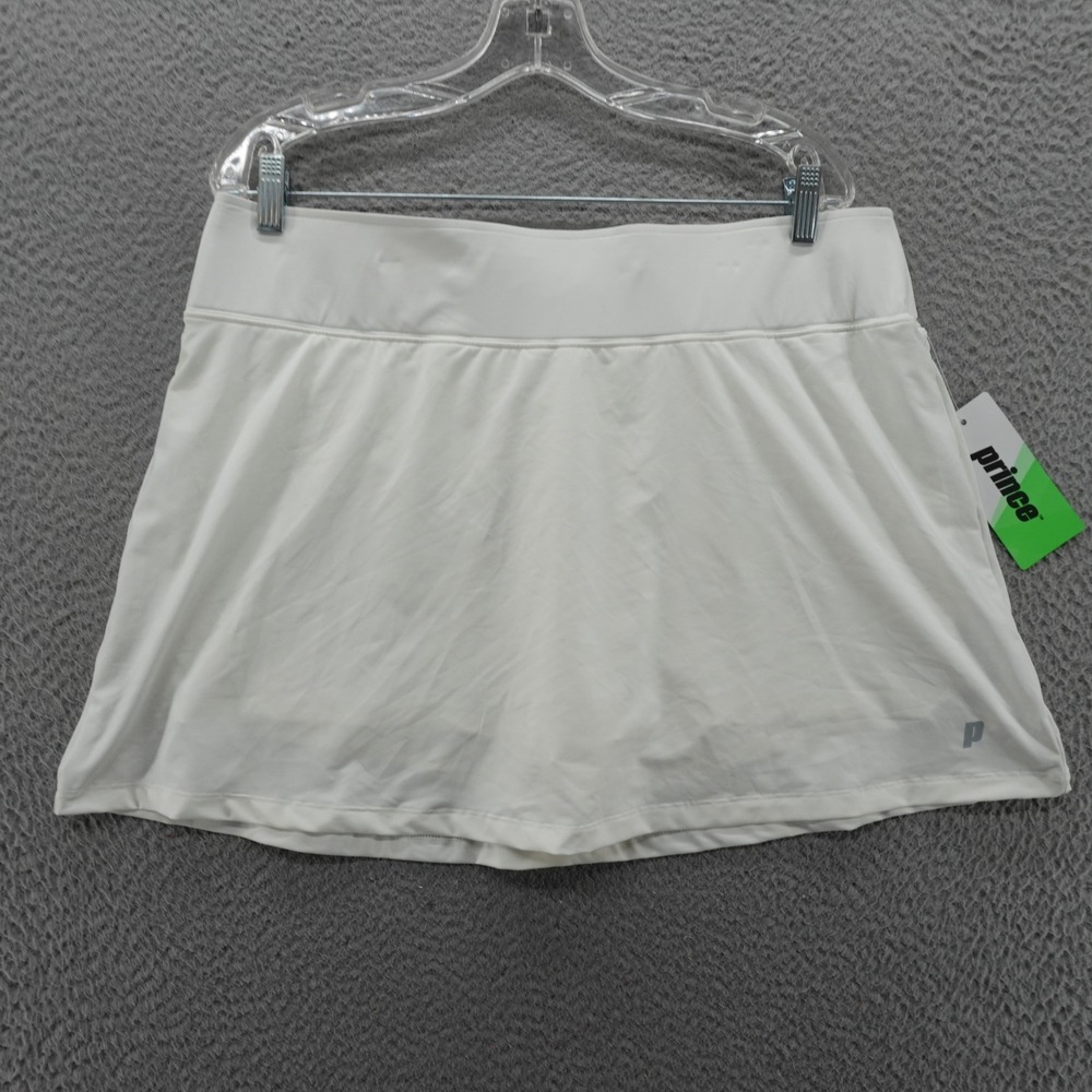 Prince Match Knit Skort White Womens XL Tennis Pickleball Athletic Skirt NEW